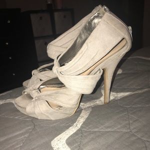 Grey sandal heels